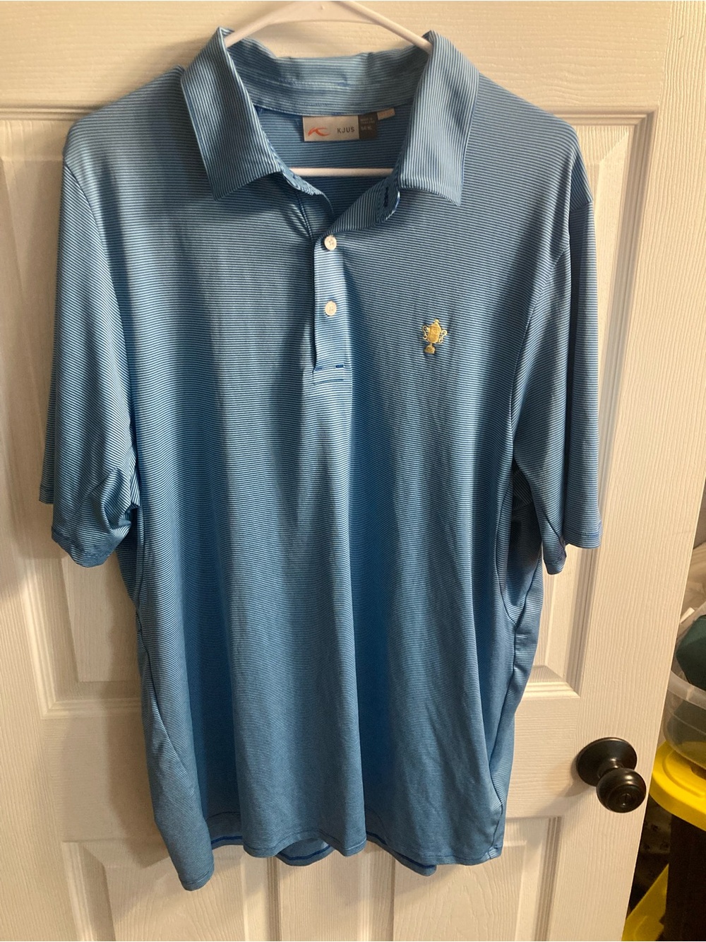KJUS Men's Sky Blue Polo with Subtle Embroidered Crest